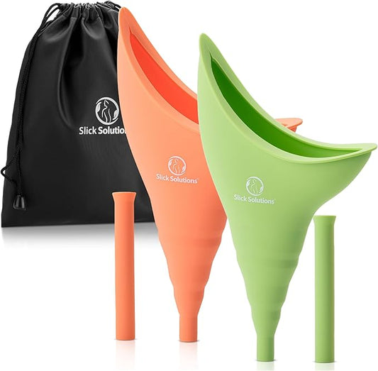 Slick- Female Urination Device, 2 pcs, Female Urinal, Urinal for Women, Pee Funnel for Women, Womens Pee Funnel, Portable Urinal for Women, Female Pee Funnel, Womens Urinal Funnel, Womens Urinal
