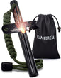 YUNFIRE Fire Starter-5" x 1/2" Thick Ferro Rod with Multi-Tool Striker & Type 550 Paracord, 25,000+ Strikes, Drilled Flint Fire Steel for Emergency Survival, Camping, Hiking