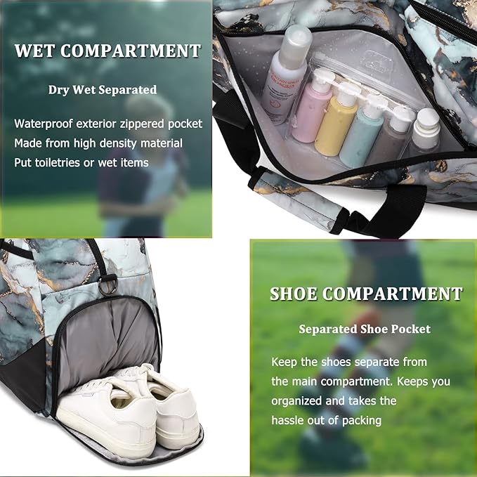 Kids Overnight Duffle Bag Girls Boys Sport Gym Bag with Shoe Compartment & Wet Pocket, Carry On Weekender Travel Bag for Kid Girl Boy
