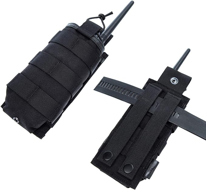 Tactical Universal Radio Holster/Radio Pouch Holder Case Bag Military Molle Radio Case for Pofung Motorola Midland CB Walkie Talkies Compatible with 5.11 Bags (Black) by LUITON