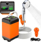 QJWDB Portable Shower for Camping: Outdoor Electric Shower Rechargeable Pump with Intelligent Digital Display - 3 Flow Mode Shower Head for Beach Field Camping Hiking Traveling Washing