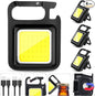 MAKDAK Keychain Flashlights Cob Keychain Work Light 4 Light Modes Small Emergency Light with Folding Bracket Bottle Opener for Fishing,Camping and Walking 4Pack