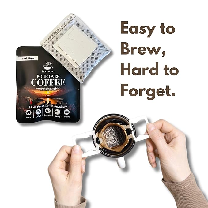 Hachidoori Single-Serve Portable Pour Over Drip Coffee – 7 Ready-to-Brew Packs with Ground Coffee & Filters | Fresh Coffee Anytime – Travel, Camping, Office.