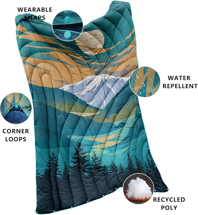 Camping Blanket,Lightweight Puffy Printed Camping Blanket Packable Outdoor Blanket for Camping,Traveling, Stadium, Hiking, Picnics