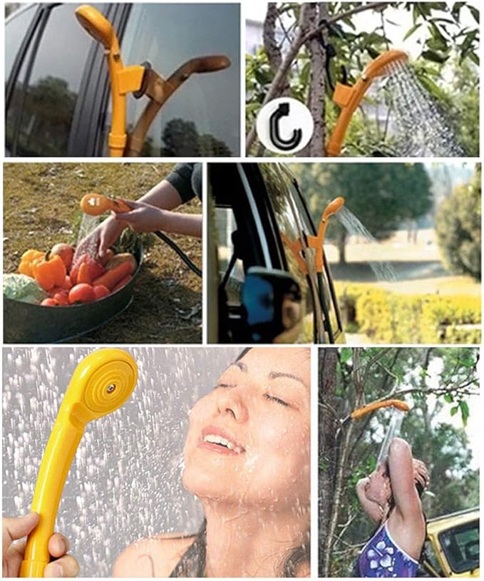 MASO Portable Outdoor Shower Kit, 12V Camping Showers with Water Pump, 5 Meter Cable with Cigarette Lighter Plug, Max 7L Water Per Minute for Champing Pet Bath