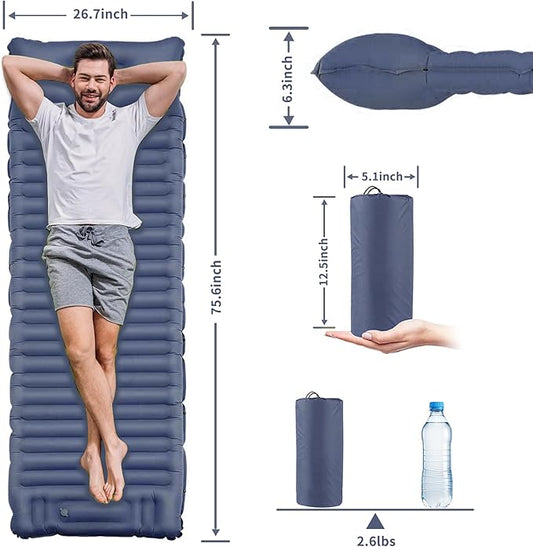 EULANT Self Inflating Camping Sleeping Pad with Pillow, Thick Inflatable Sleeping Pad with Built-in Pump, Ultralight Camping Air Mattress, Waterproof Sleeping Mat for Camping Backpacking Hiking Tent