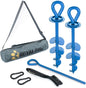 Dog Tie Out Stake - Heavy Duty Dog Stake for Large Dogs up to 210 lbs, Dog Stakes for Outside to use with Any Dog Tie Out Cable or Dog Leads for Yard (BA2- Blue (2-Pack))