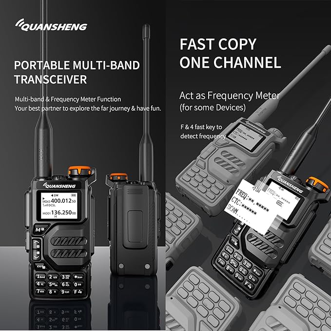 Quansheng UVK5 Walkie Talkie, VHF/UHF/FM/DTMF 200CH, 2 Way Radio NOAA Weather Forecast, Flash Copy Frequency, Type-C Connector, Air Band Radio(RX), Handheld Portable Radio for Hiking Camping Travel