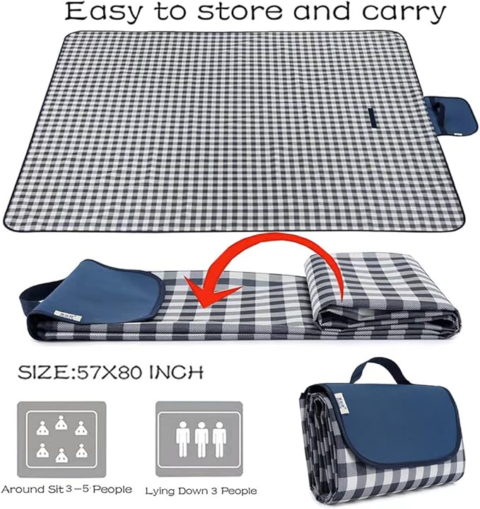 RUIBOLU Large Picnic Blanket Beach Blankets, 80''x80'' Picnic Mat Waterproof
