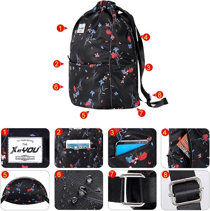 XEYOU Drawstring Sports Backpack Lightweight Gym Yoga Sackpack Shoulder Rucksack Casual Outdoor Daypack for Women and Men