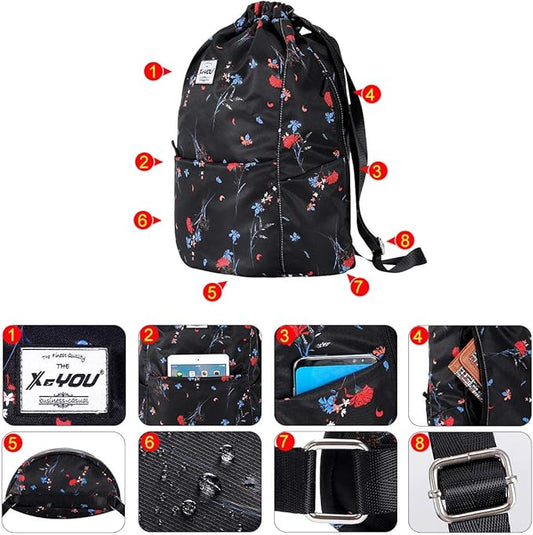 XEYOU Drawstring Sports Backpack Lightweight Gym Yoga Sackpack Shoulder Rucksack Casual Outdoor Daypack for Women and Men