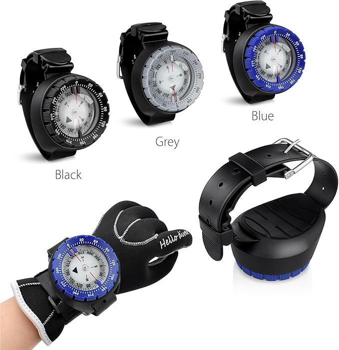 Scuba Compass, Professional Waterproof 5ATM Dive Wrist Compass with TPU Band for Outdoor Sports Diving, Sailing, Hiking, Survival Emergency