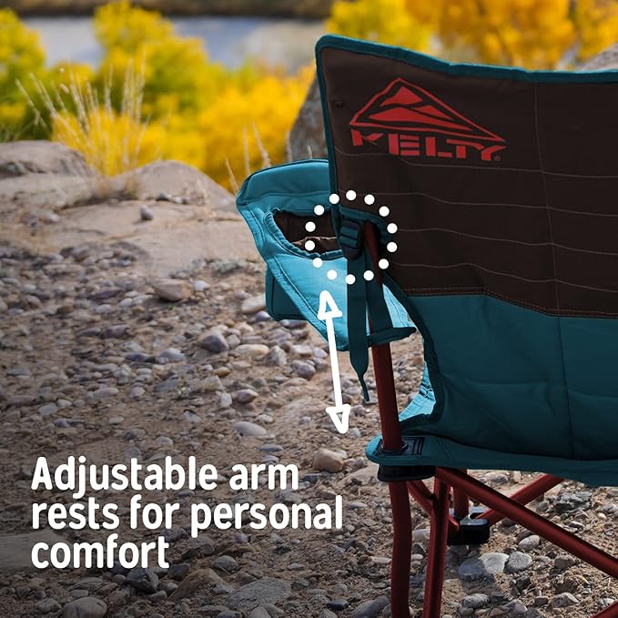 Kelty Lowdown Couch - 3 Person Capacity Camping Chair, Extra Large and Sturdy Bench for Campsites, Soccer Games, and Backyard Parties, with Cup Holders|Arm Rest, Polyester, Deep Lake/Fallen Rock