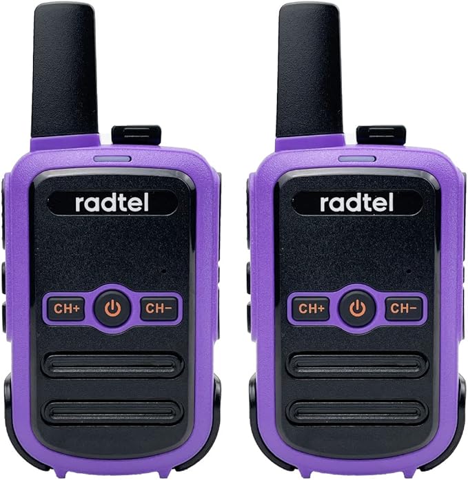 Radtel RT12 Rechargeable Walkie Talkies for Adults Long Range Handheld FRS Two Way Radio 16CH Handsfree VOX for Camping Hiking (Purple)