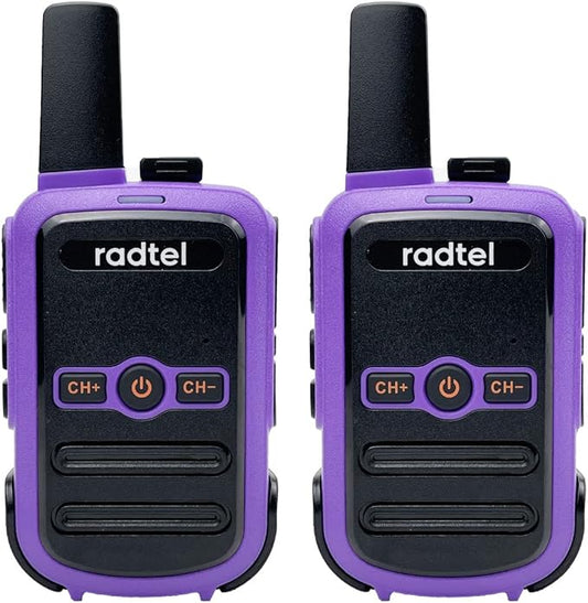 Radtel RT12 Rechargeable Walkie Talkies for Adults Long Range Handheld FRS Two Way Radio 16CH Handsfree VOX for Camping Hiking (Purple)