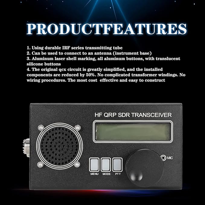 Open Source SDR Transceiver Radio Receiver with 8 Bands, USDX QRP HF, DIY, Built in Lithium Polymer Battery, for Shortwave Radio (US Plug)