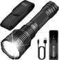 ULTRAFIRE USB Rechargeable Tactical Flashlight,2000 High Lumens Long Range LED Flashlight,5 Modes Handheld Flashlight with Holster,Waterproof for Camping, Outdoor, Emergency C15