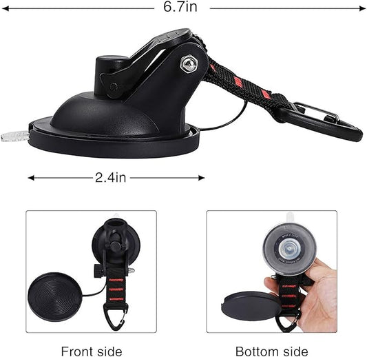 CONBOLA Suction Cups Hooks Heavy Duty Camper Accessories Car Camping Essentials Tie Down 2 Pieces Suction Cup with Securing Hook Strong Power for Car Awning Boat SUV Tent Window Glass..(2 pcs)