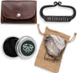 Carbon Steel Fire Striker, English Flint Stone & Char cloth Traditional Hand Forged Fire Starter, Leather Gift Kit with Emergency Tinder Jute Bag