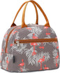 FlowFly Insulated Reusable Lunch Bag Adult Large Lunch Box Lunch Tote for Women and Men,With Front Pocket, Tropical