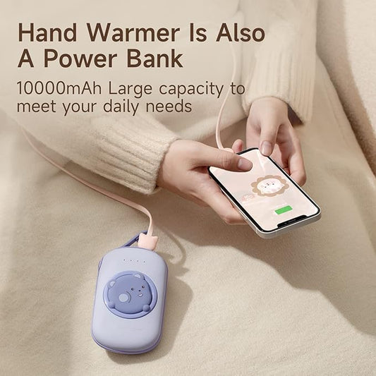 Hand Warmers Rechargeable, Electric Hand Warmer 10000mAh Portable Power Bank, 2 Levels Heater Handwarmers Reusable 12hrs Long Lasting Heat Camping Hand Warmers for Outdoor Sports in Winter