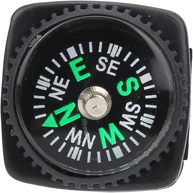 Mini Compass, 25Pcs Black Survival Compass for Camping Hiking Boating Touring Outdoor Activities Accessory, Portable Pocket Compass for Bracelet Umbrella Rope Watch Band Key Chain