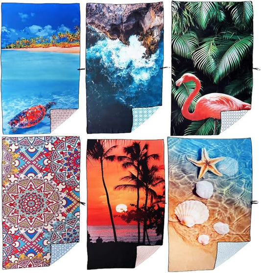 Whitley Willows Microfiber Beach Towels- 35 x70 - Comapact, Lighweight, Quick Dry, Extra Absorbent, Super Soft - Good for Beach, Pool, Yoga, Travel and Camping 35 x 70 (2 Pack - Variety)