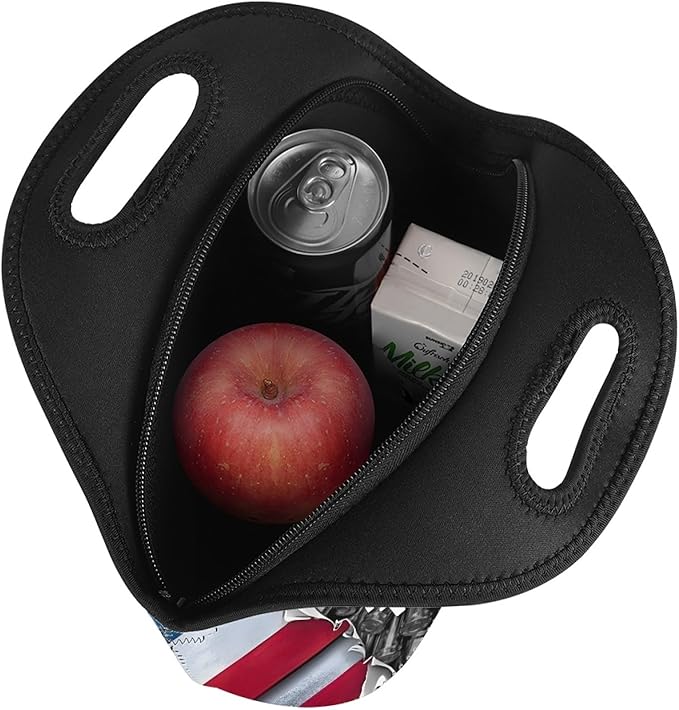 Neoprene Lunch Bags Thermal Insulated Lunch Tote Bag Reusable Washable Neoprene Picnic Bag for Women Men - Independence Day