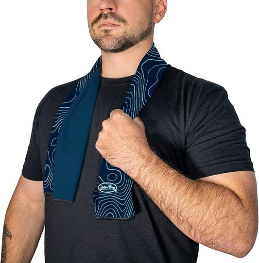 John Boy Cooling Towel - UPF 50+ Reversible Heat Guard with Natural Cooling Technology & Absorbent Microfiber - CT-TMAP-BL