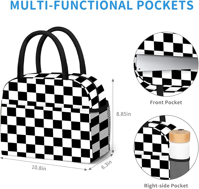 Lunch Bag Lunch Box for Women Men Reusable Insulated Lunch Tote Bag,Leakproof Thermal Cooler Sack Food Handbags Case High Capacity for Travel Work Picnic Beach- Square