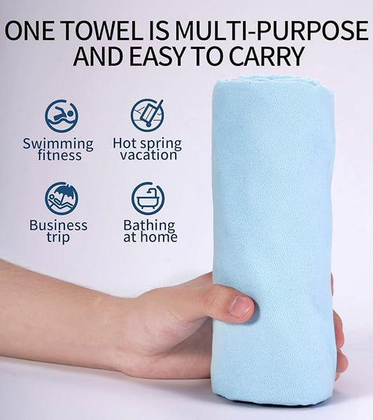Microfiber Towel, Beach Towel, Fast Drying, Lightweight, Soft, Compact, Quick Dry Fitness Hiking Yoga Camping Travel Towel (Blue, L 30x60 in)