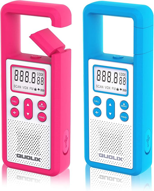 Walkie Talkie,with FM/NOAA, Weather Alert, LED Flashlight-USB Charging,Flashlight for Field, Survival Biking Hiking Camping（Blue Rose）