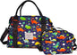 Travel Duffle Bag Weekender Overnight Bag Gym Tote with Wet Pocket for Women Girls Workout Duffel Bag Water Resistant (W-Cute Dinosaurs+Toiletry Bag)