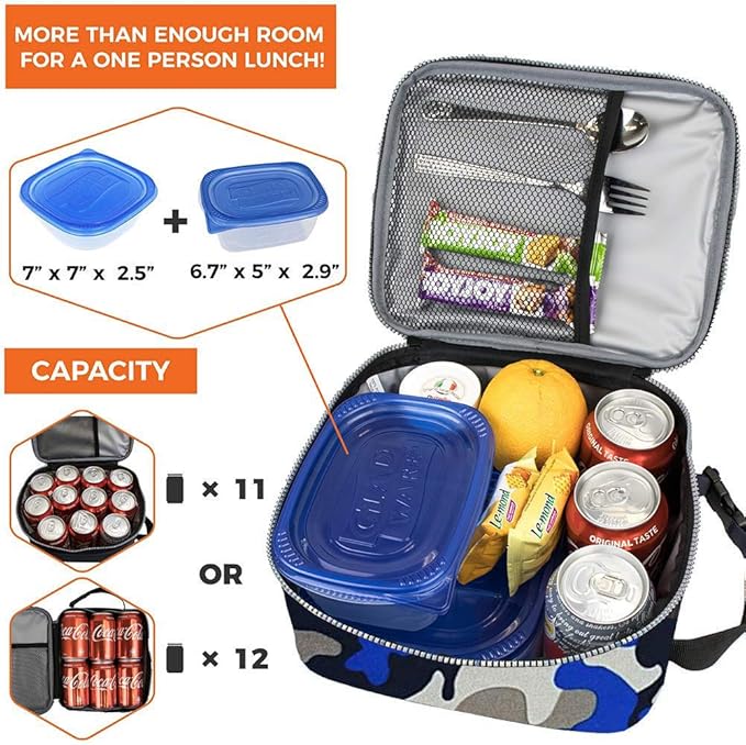 Lunch Box for Men - Reusable Lunch Bag Men Adult Women- Insulated Small LunchBox (Camouflage)