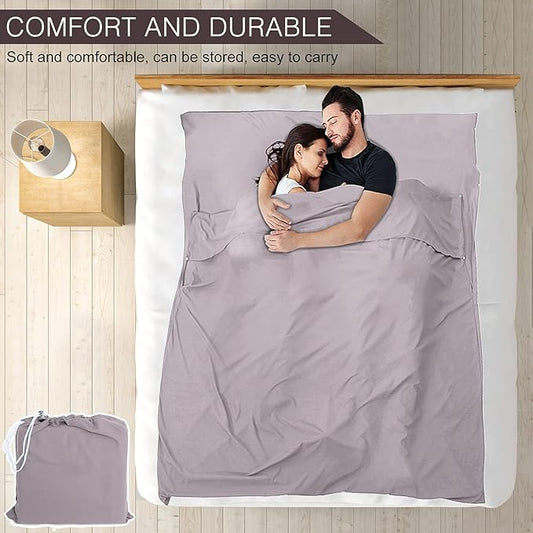 Sleeping Bag Liner and Camping Sheet, Camping & Travel Sheets for Adults, Lightweight Double Sleep Sack for Outdoor Travel Hiking Hotels Picnics