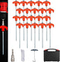20PCS Camping Tent Stakes Heavy Duty,8 Inch Screw in Tent Stakes Heavy Duty,Nightglow Metal Tent Stakes,with Hex Head Driver,Nail Lifter,Ropes,Orange