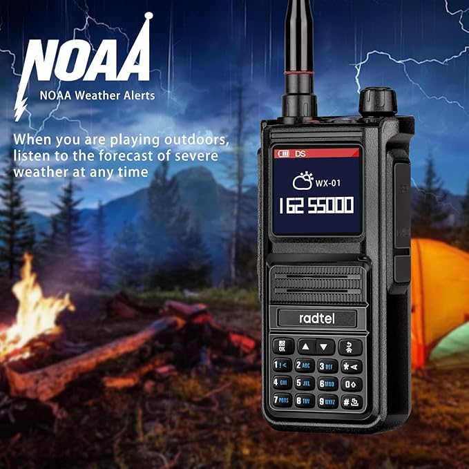 Radtel RT-470X Multi-Bands Ham Radio with NOAA Weather Receiver Handheld Long Range Walkie Talkies 256CH Air Band Two Way Radio Police Marine Transceiver Dual PTT USB-C (add mic,Cable,air Antenna)