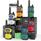 Walkie Talkies for Adults Rechargeable Long Range 6 Pack, Family 2 Way Radio NOAA Walkie-Talkie with Earpiece USB Cable 4500mAh Battery for Farm Warehouse Working Camping Hiking Hunting Cruise
