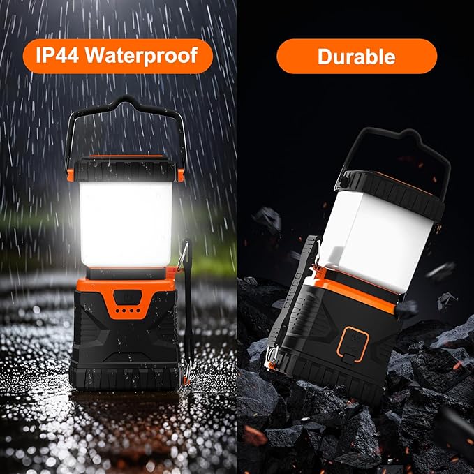 LED Camping Lantern Rechargeable,Solar Camping Light,1000LM, Camping Essential with 5 Ligth Modes 4400Ah Power Bank, for Power Outages, Emergency, Hiking, Outdoor(2Pack)