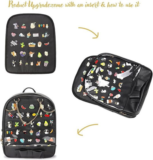 STEAMEDBUN Ita Bag Backpack Bowknot Kawaii Pin Display Backpack Bag with Insert