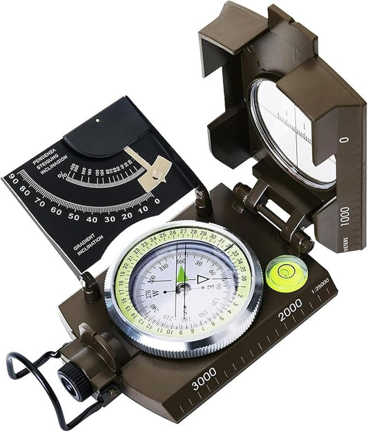 Posinly Multifunctional Military Compass with Inclinometer, Sighting, Optic, Resistant & Waterproof Compass, Essential for Hiking, Camping, Scouting