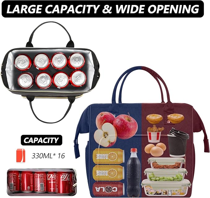IDEATECH Lunch Box for Men, Insulated Lunch Bag, Leak Proof Lunch Cooler Bag Insulated for Work, Black Lunch Tote Bags Women with Adjustable Shoulder Strap(Black)