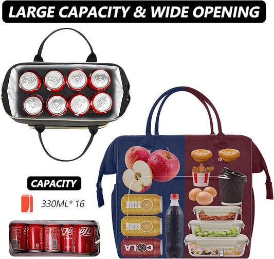 IDEATECH Lunch Box for Men, Insulated Lunch Bag, Leak Proof Lunch Cooler Bag Insulated for Work, Black Lunch Tote Bags Women with Adjustable Shoulder Strap(Black)
