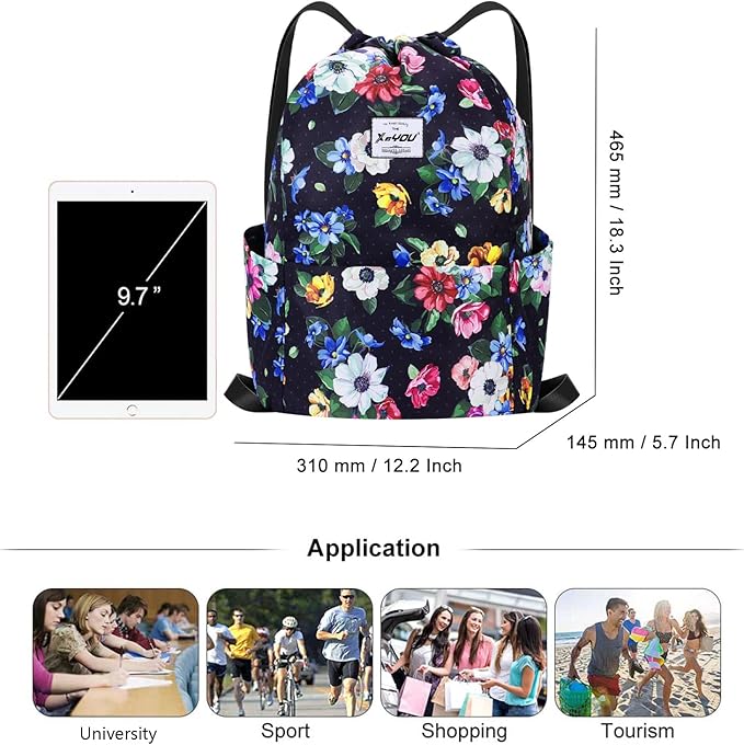 XEYOU Drawstring Sports Backpack Lightweight Gym Yoga Sackpack Shoulder Rucksack Casual Outdoor Daypack for Women and Men