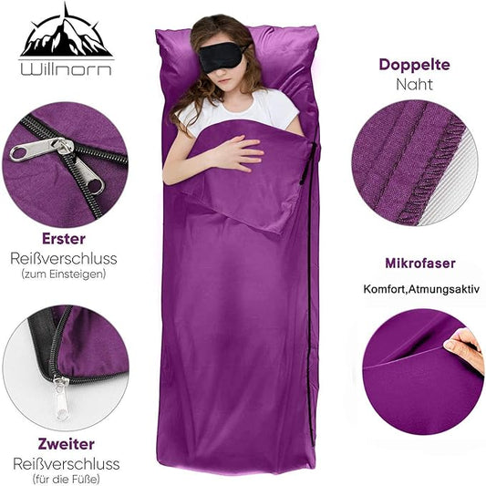 Sleeping Bag Liner,Travel Sheets & Adult Sleep Sack for Backpacking,Hotels & Hostels,Lightweight Single Camping Sleeping Bag Liners for Travel