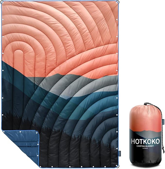 Camping Blanket,Lightweight Down Alternative Puffy Printed Camping Blanket Packable Outdoor Blanket for Camping,Traveling, Stadium, Hiking, Picnics
