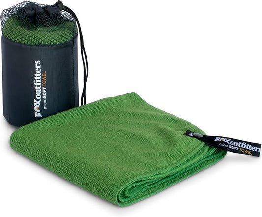 Microsoft Towel - Ultra Compact Soft Dry Microfiber Camping & Travel Towel with Hang Loop Snap. Lightweight & Great for Backpacking, Hiking, Sports. (Green, Large)
