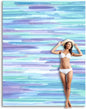 Sunlit Soft 106"x81" Sand Proof Beach Blanket Sand Free Beach Mat with Corner Pocket and Mesh Bag for Beach Party Travel Camping and Outdoor Music Festival, Watercolor Painting Lilac Blue