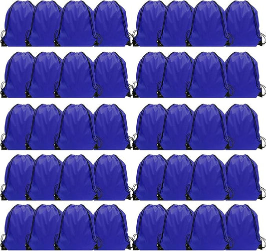 GoodtoU Drawstring Bags Bulk, 40 Pcs Cinch Gym Sackpack Drawstring Backpack for Women & Men, Blue