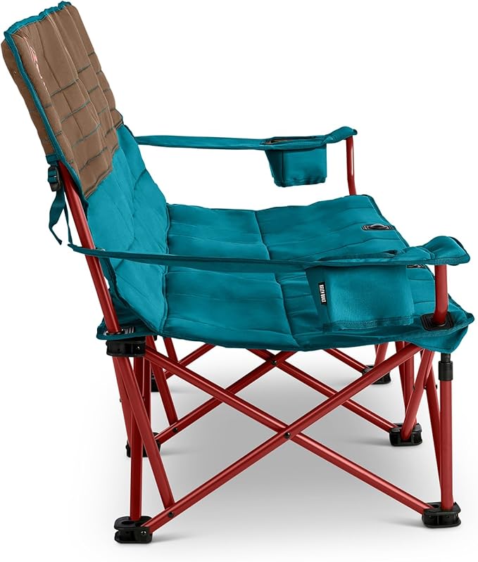 Kelty Lowdown Couch - 3 Person Capacity Camping Chair, Extra Large and Sturdy Bench for Campsites, Soccer Games, and Backyard Parties, with Cup Holders|Arm Rest, Polyester, Deep Lake/Fallen Rock